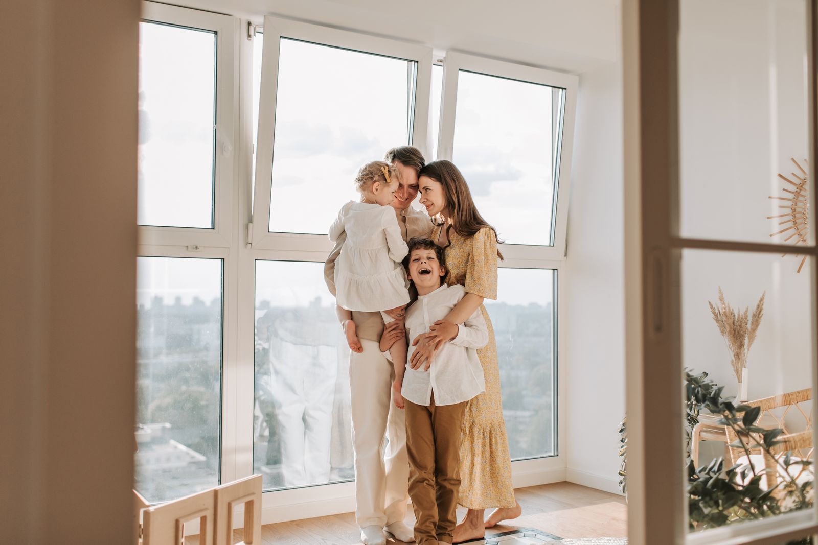 Family sharing a calm, cozy moment at home